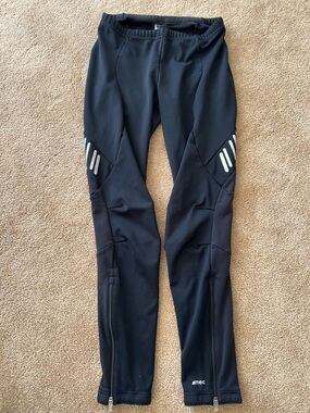 MEC Black Women's Athletic Running Cycling Tights with Reflective Accents Large